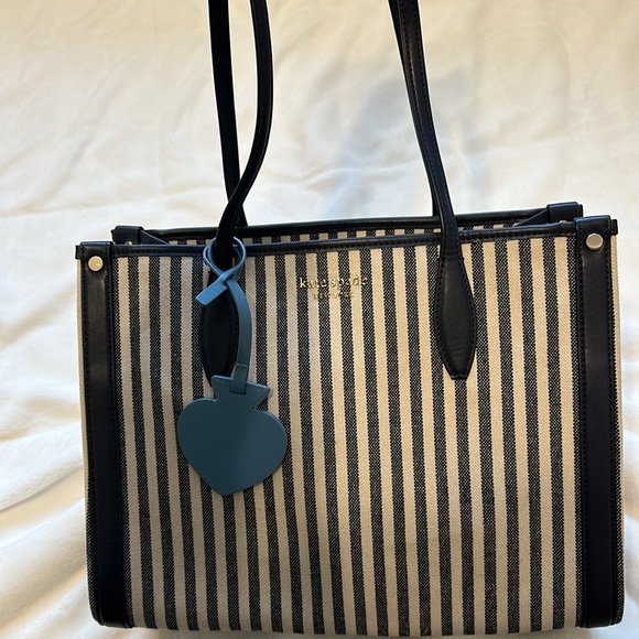 Kate spade navy and cream striped canvas bag - Picture 11 of 17